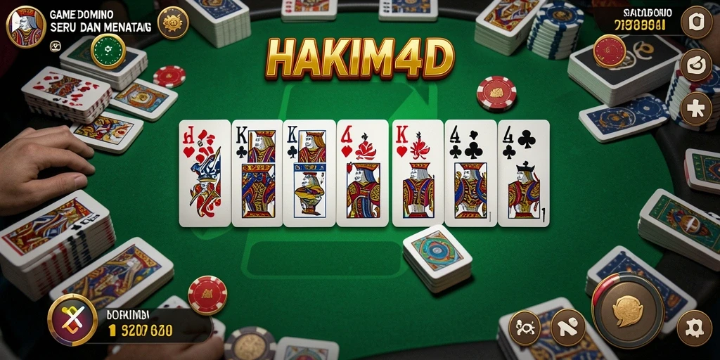 Screenshot HAKIM4D menampilkan pemain asyik bermain domino dengan grafik menarik.