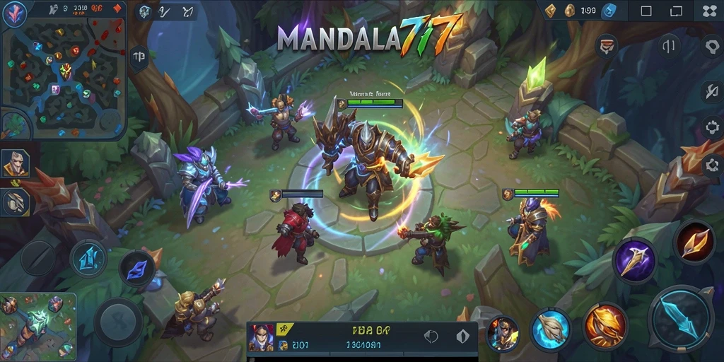 Tangkapan layar MANDALA77 menampilkan aksi seru dalam pertempuran MOBA.